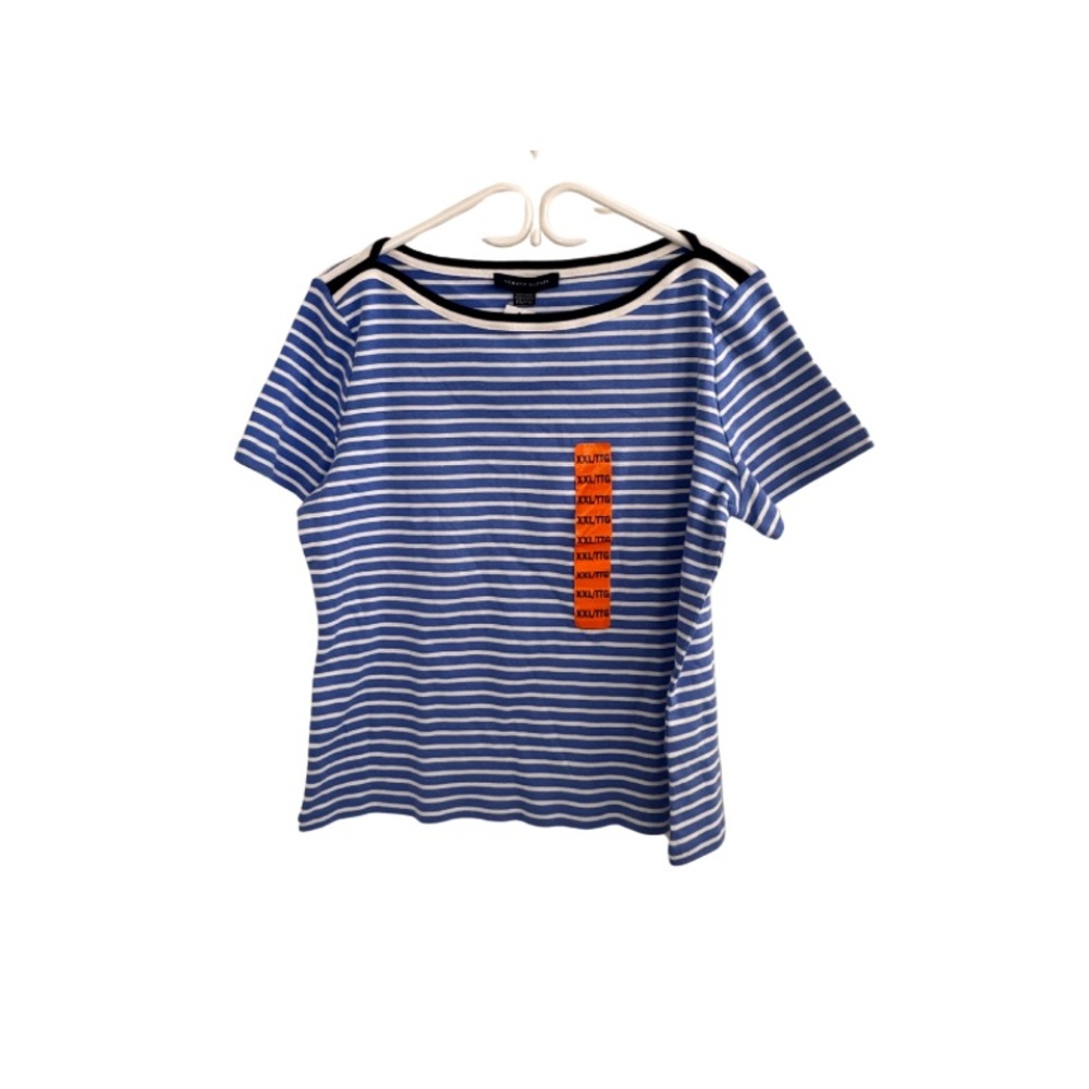 Tommy Hilfiger Blue and White Short Sleeve Tee